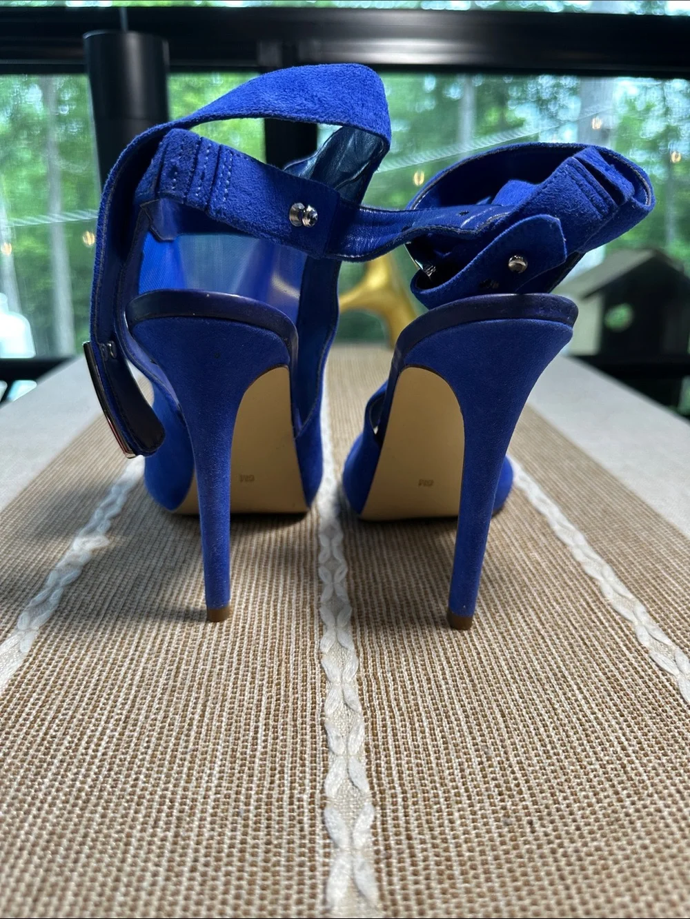 Guess Royal Blue Suede & Mesh Heeled Sandals